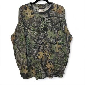Vintage Jerzees XL Mossy Oak Camo Long Sleeve Shirt Lightweight Mesh Tee